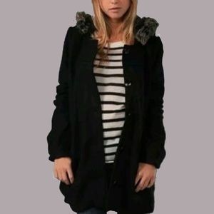 Free People Love Me Not Black Bow Pleated Coat M